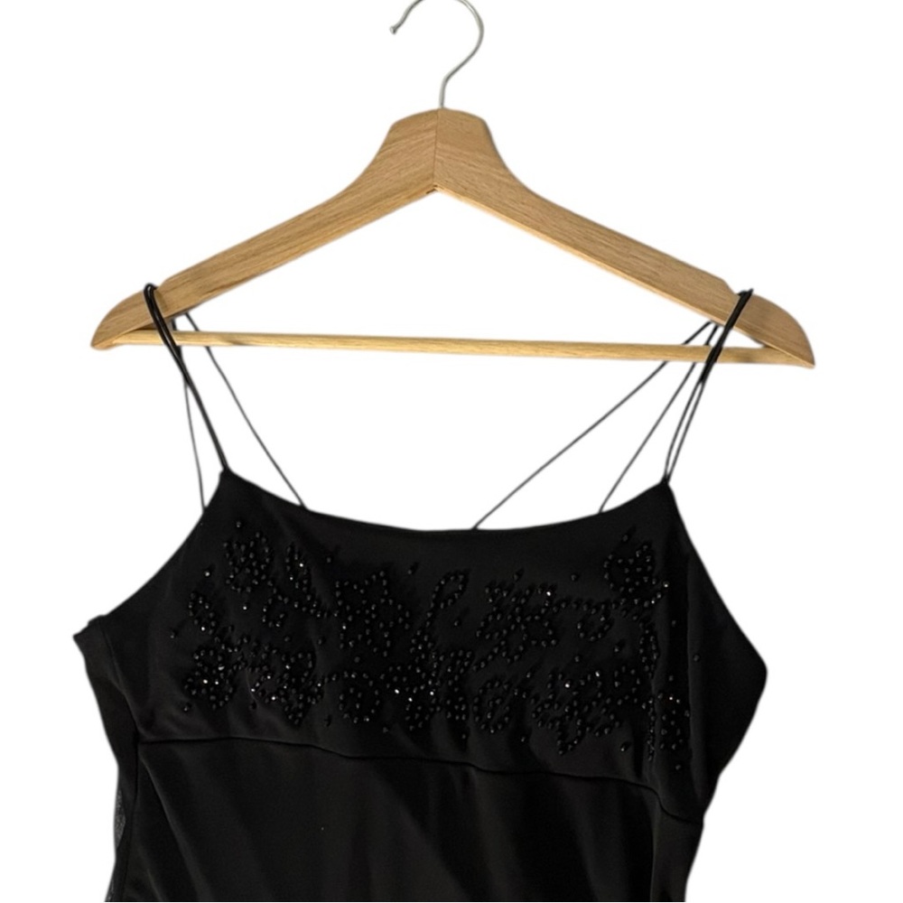 Y2K Byer Too Black Beaded Maxi Dress Womens Large Spaghetti Strap Whimsigoth VTG - Picture 7 of 15